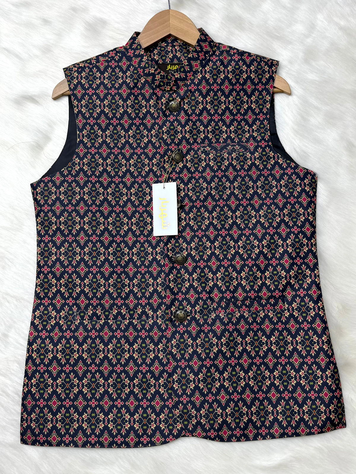 Black & Red Pattern Waistcoat কোড - 335 - Shahriar Premium