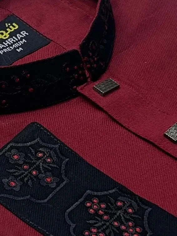 3Leaf Embroidery Merun কোড - 204 - Shahriar Premium