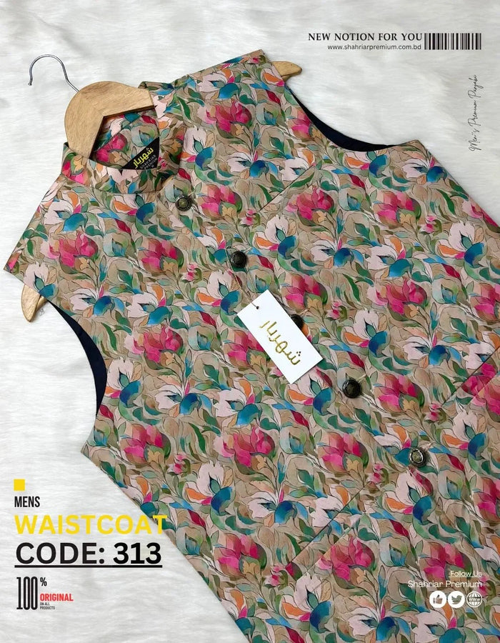 Premium 3D flower Waistcoat কোড-313