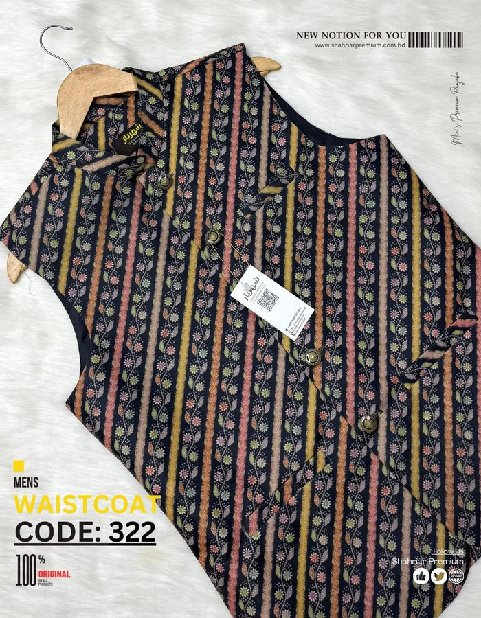 Rainbow Flower Black Waistcoat কোড-322
