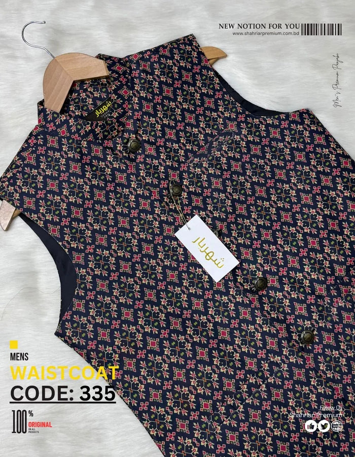 Black & Red Pattern Waistcoat কোড-335