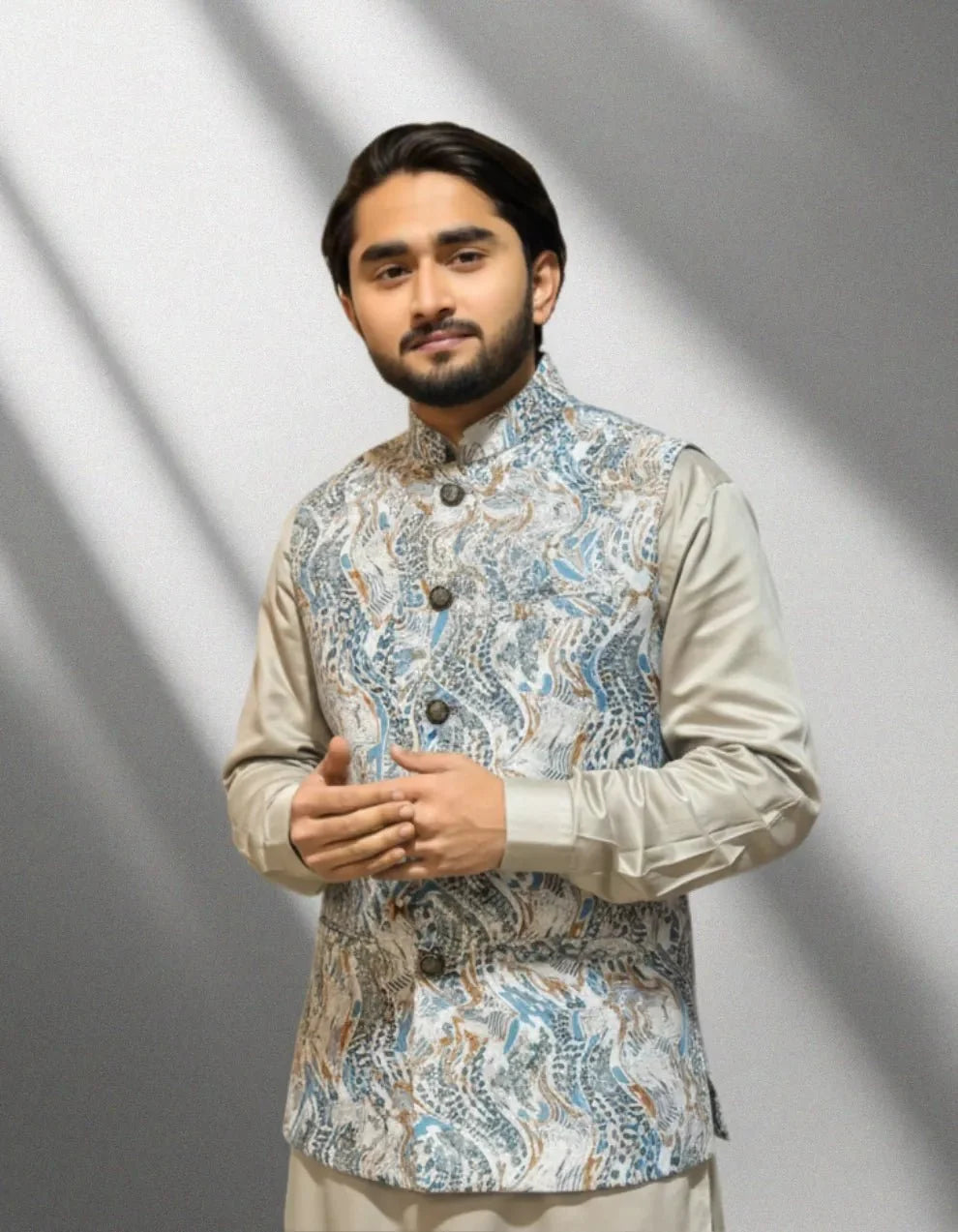 Premium White Seaweed Waistcoat কোড - 344 - Shahriar Premium