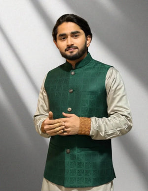 Premium Green Leaf Waistcoat কোড - 342 - Shahriar Premium