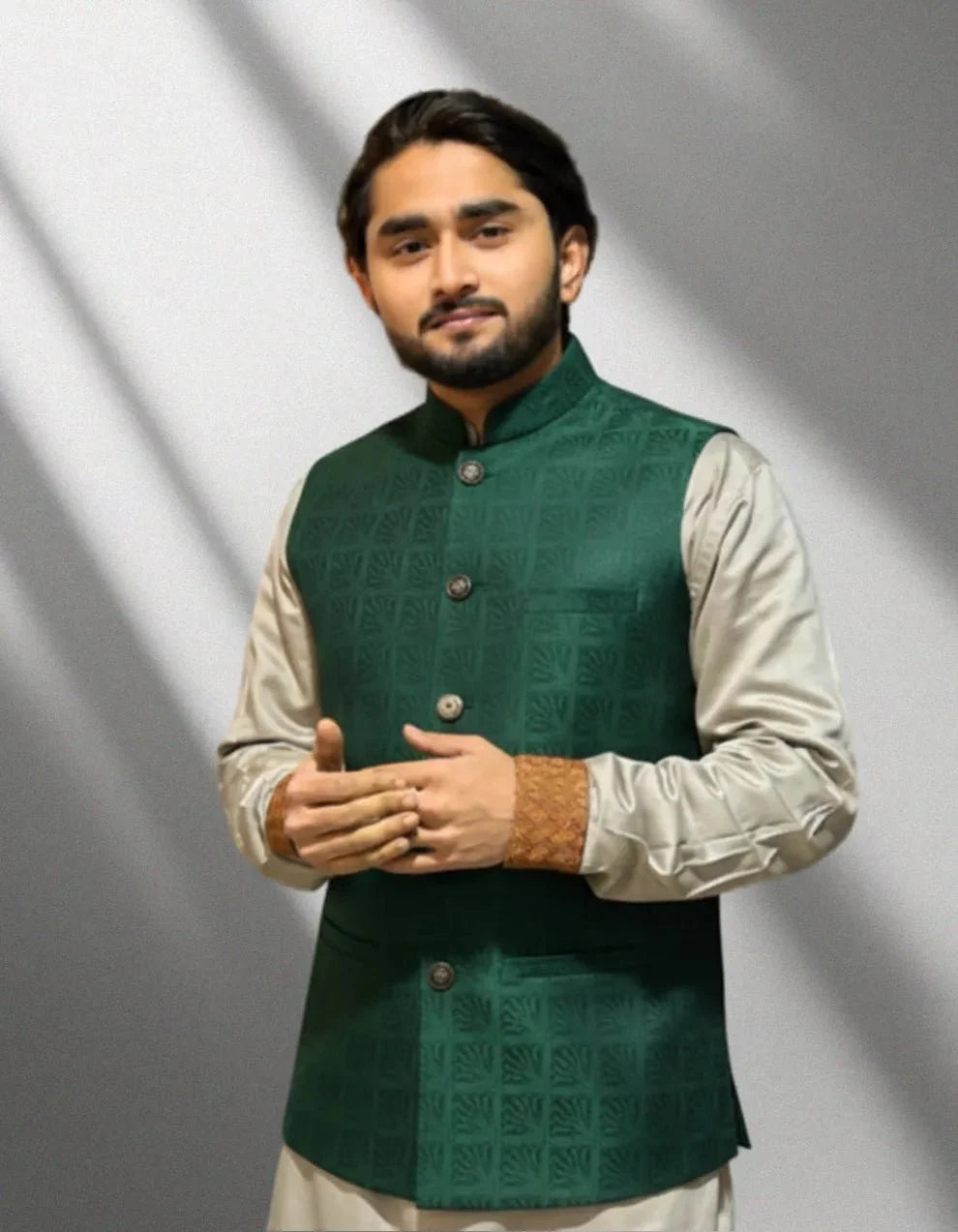 Premium Green Leaf Waistcoat কোড - 342 - Shahriar Premium