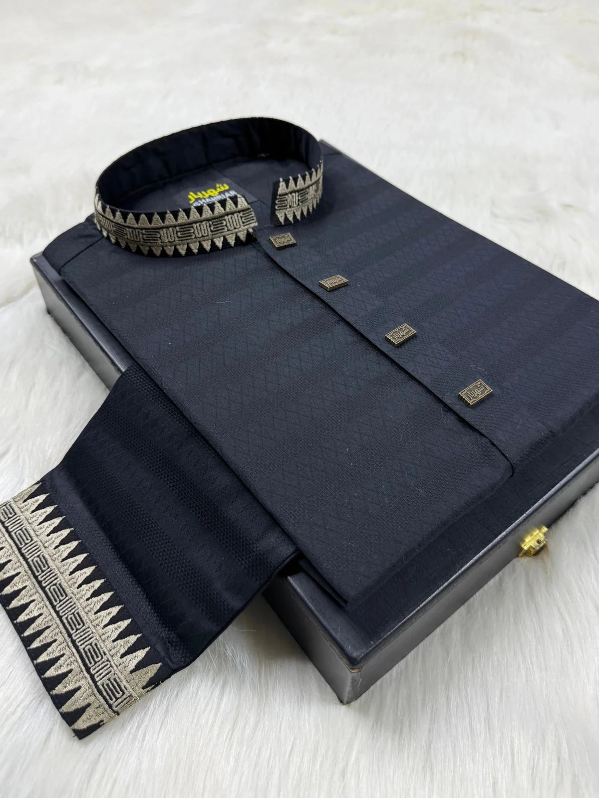 Saw Embroidery Black Panjabi কোড - 363 - Shahriar Premium