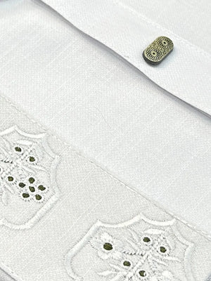 3Leaf Embroidery White কোড - 136 - Shahriar Premium