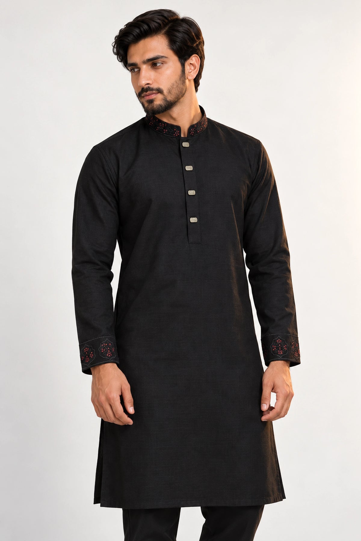 3Leaf Embroidery Black কোড-135