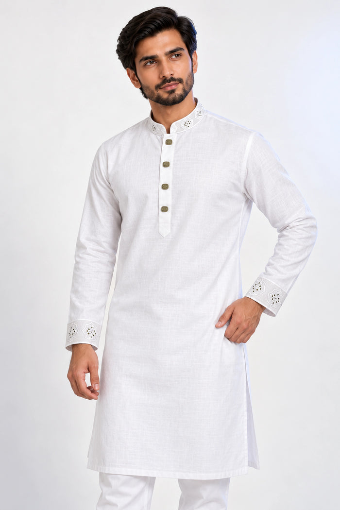3Leaf Embroidery White কোড-136