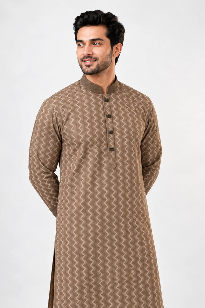 Thunder Wood Contrast Panjabi কোড-376