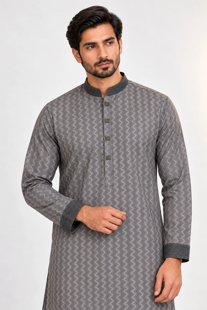 Thunder Ash Contrast Panjabi কোড-377