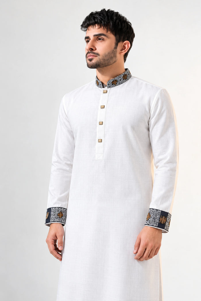 Kof Collection White Embroidery Kof কোড-59