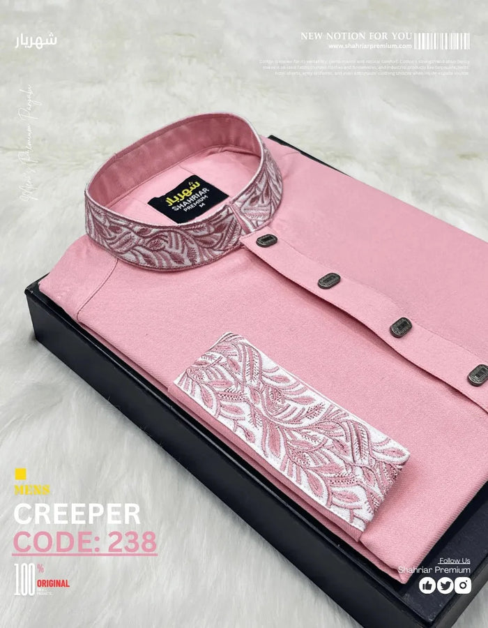 Creeper Embroidery BabyPink কোড-238